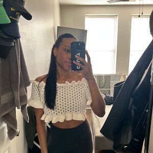 Jacquie the Label Crochet Off the Shoulder Top